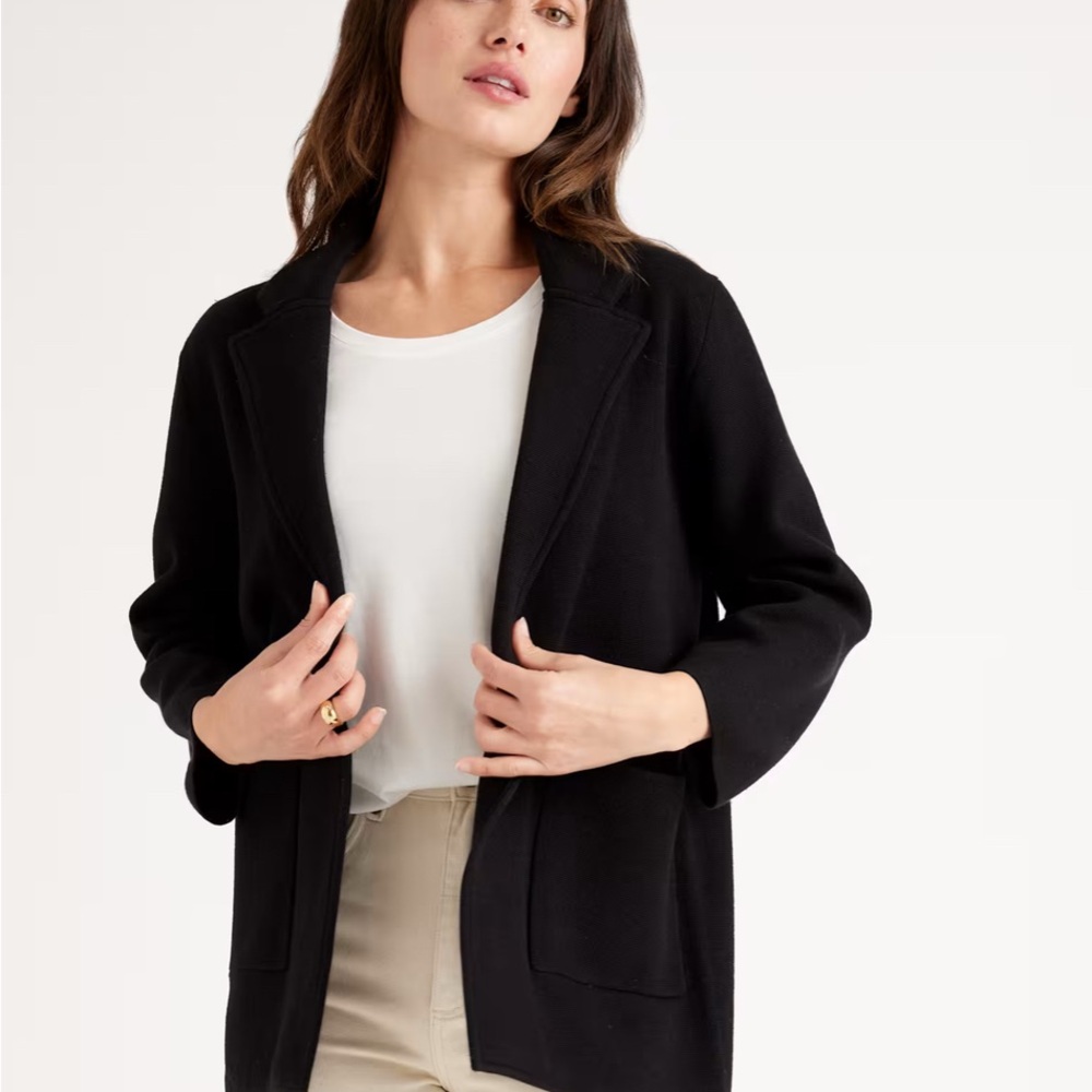 Quince Black Open-Front Blazer Jacket